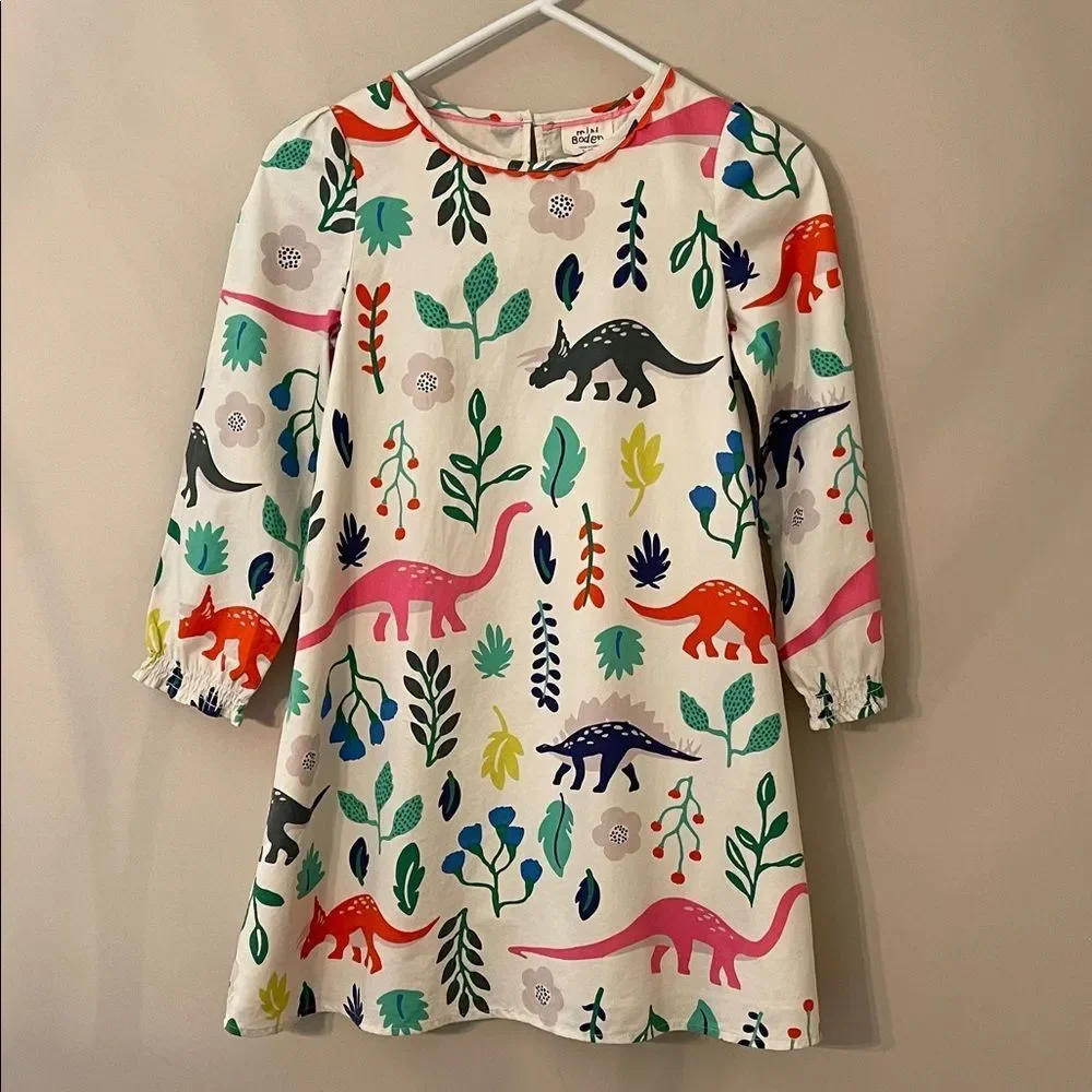 Mini Bowden Florasuarus Multicolored Dinosaur Dress Size 9-10 Y Dino Dress